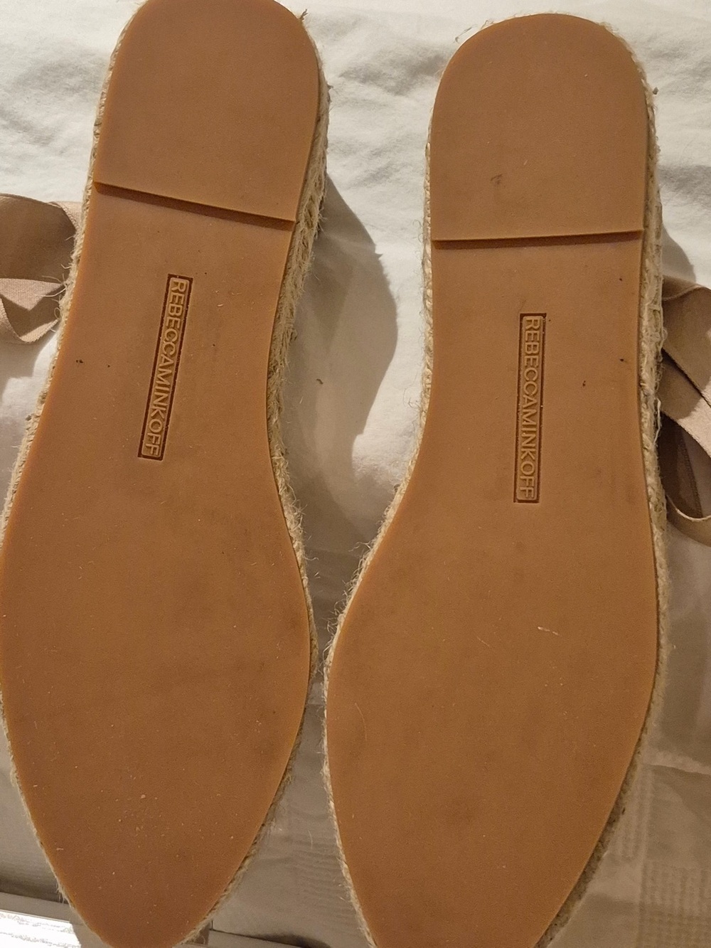 Rebecca Minkoff Beige Ankle-Tie Espadrille Flats Worn 1x LOVE THESE 🩷! - Picture 9 of 10
